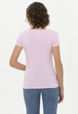 Kadın Manolya Bisiklet Yaka Tişört - 50275812025