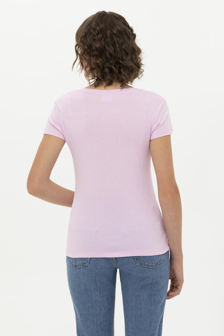 Kadın Manolya Bisiklet Yaka Tişört - 50275812025