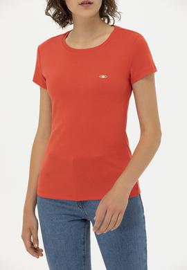 Kadın Kırmızı Bisiklet Yaka Tişört - 50275812033