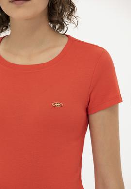 Kadın Kırmızı Bisiklet Yaka Tişört - 50275812033