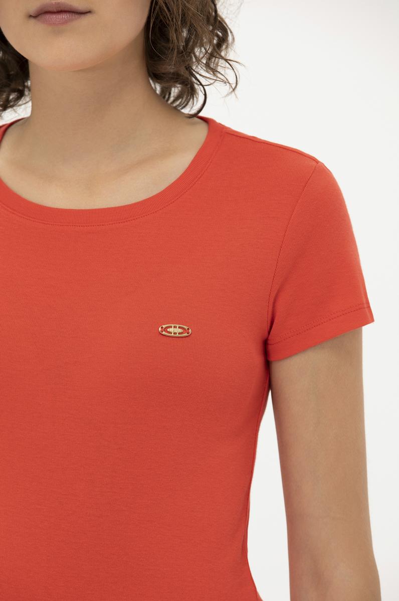 Kadın Kırmızı Bisiklet Yaka Tişört