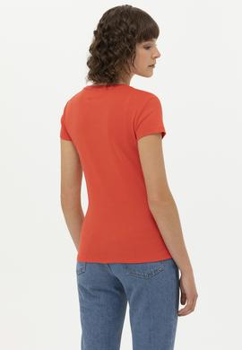 Kadın Kırmızı Bisiklet Yaka Tişört - 50275812033