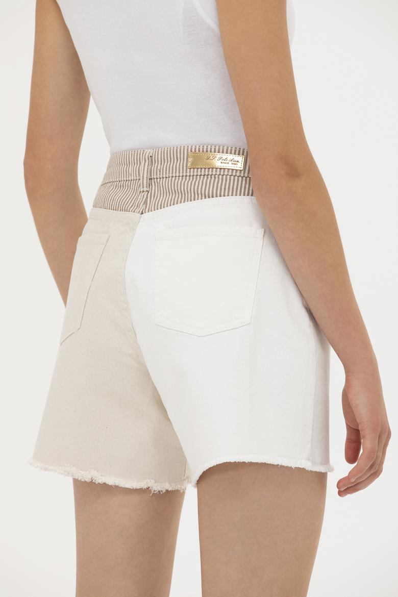 Kadın Krem Jean Şort - 50263752006