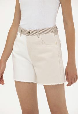 Kadın Krem Jean Şort - 50263752006