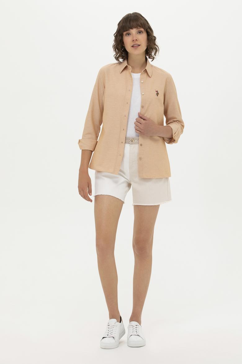 Kadın Krem Jean Şort - 50263752006