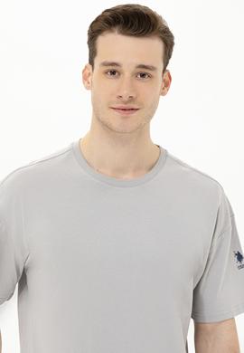 Erkek Gri Oversize Bisiklet Yaka Tişört - 50264917028