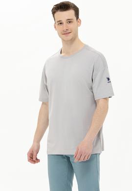 Erkek Gri Oversize Bisiklet Yaka Tişört - 50264917028