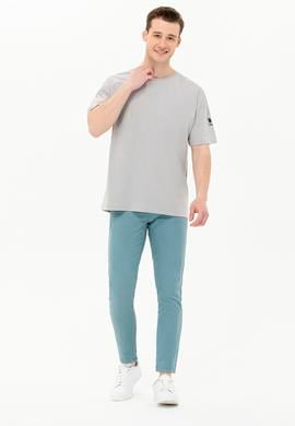 Erkek Gri Oversize Bisiklet Yaka Tişört - 50264917028