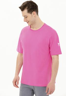 Erkek Pembe Oversize Bisiklet Yaka Tişört - 50264917080