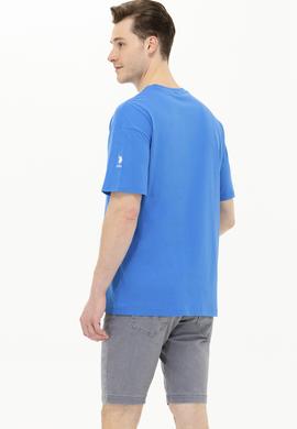 Erkek Saks Oversize Bisiklet Yaka Tişört - 50264917088