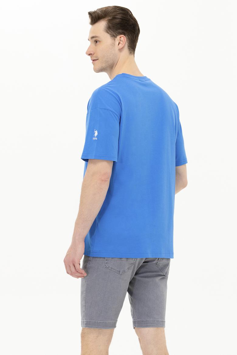 Erkek Saks Oversize Bisiklet Yaka Tişört - 50264917088