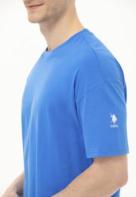 Erkek Saks Oversize Bisiklet Yaka Tişört - 50264917088