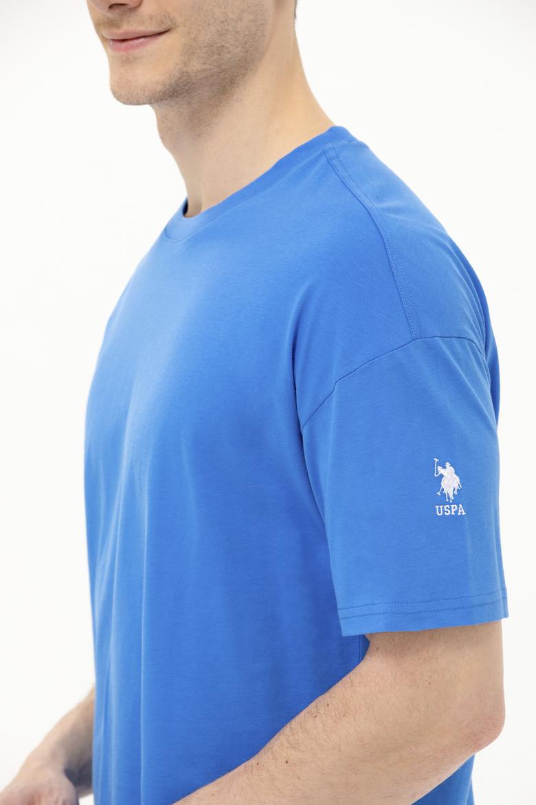 Erkek Saks Oversize Bisiklet Yaka Tişört - 50264917088