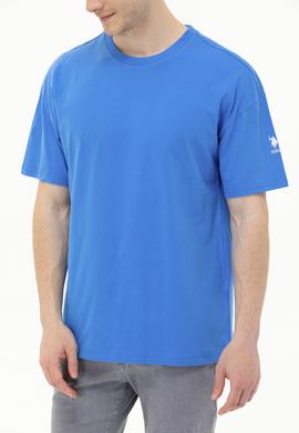 Erkek Saks Oversize Bisiklet Yaka Tişört - 50264917088