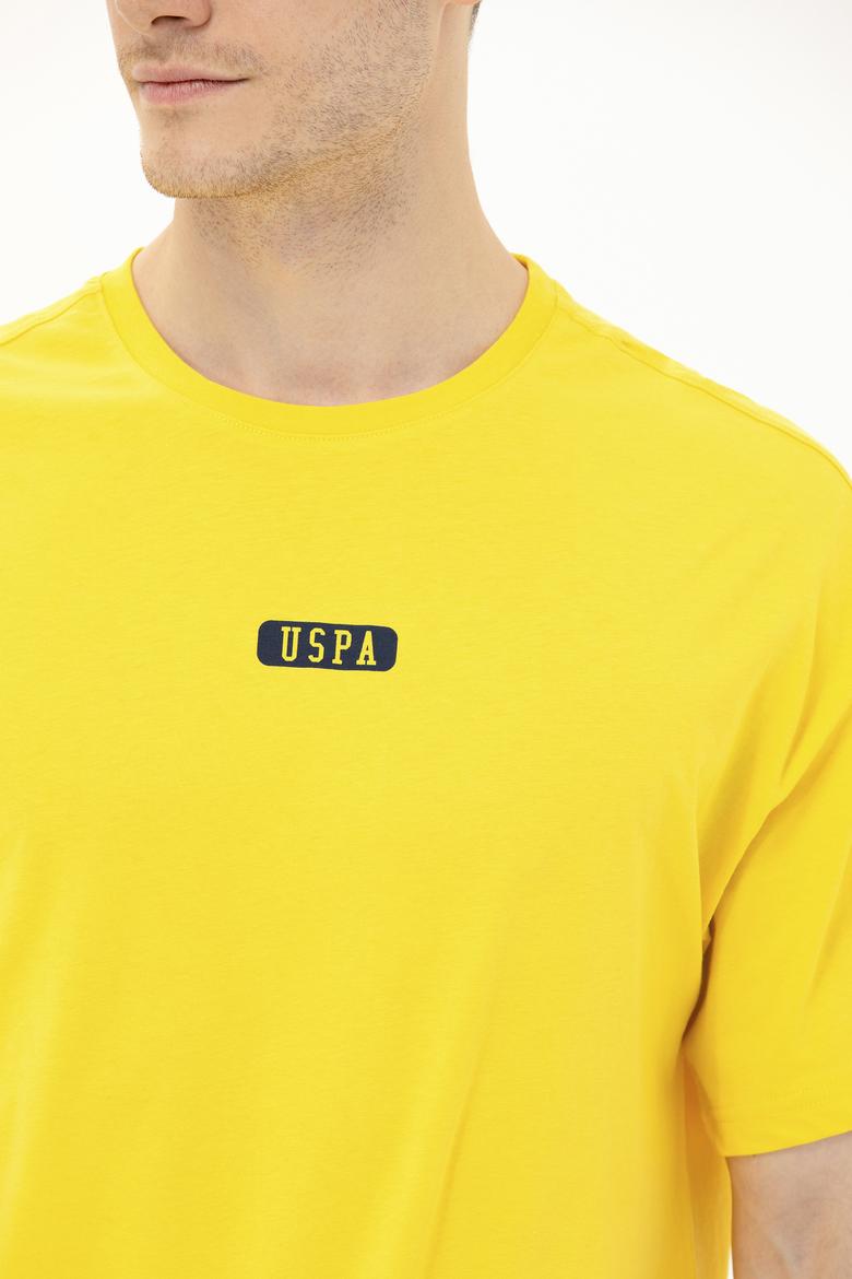 Erkek Koyu Sarı Oversize Bisiklet Yaka Tişört - 50264932007