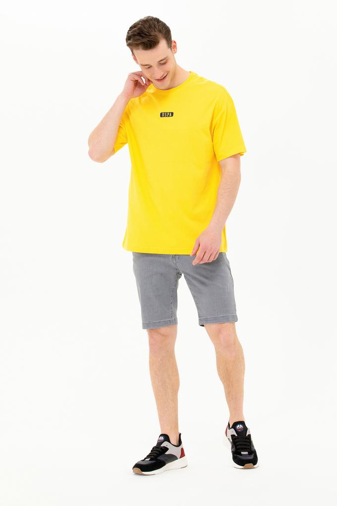 Erkek Koyu Sarı Oversize Bisiklet Yaka Tişört