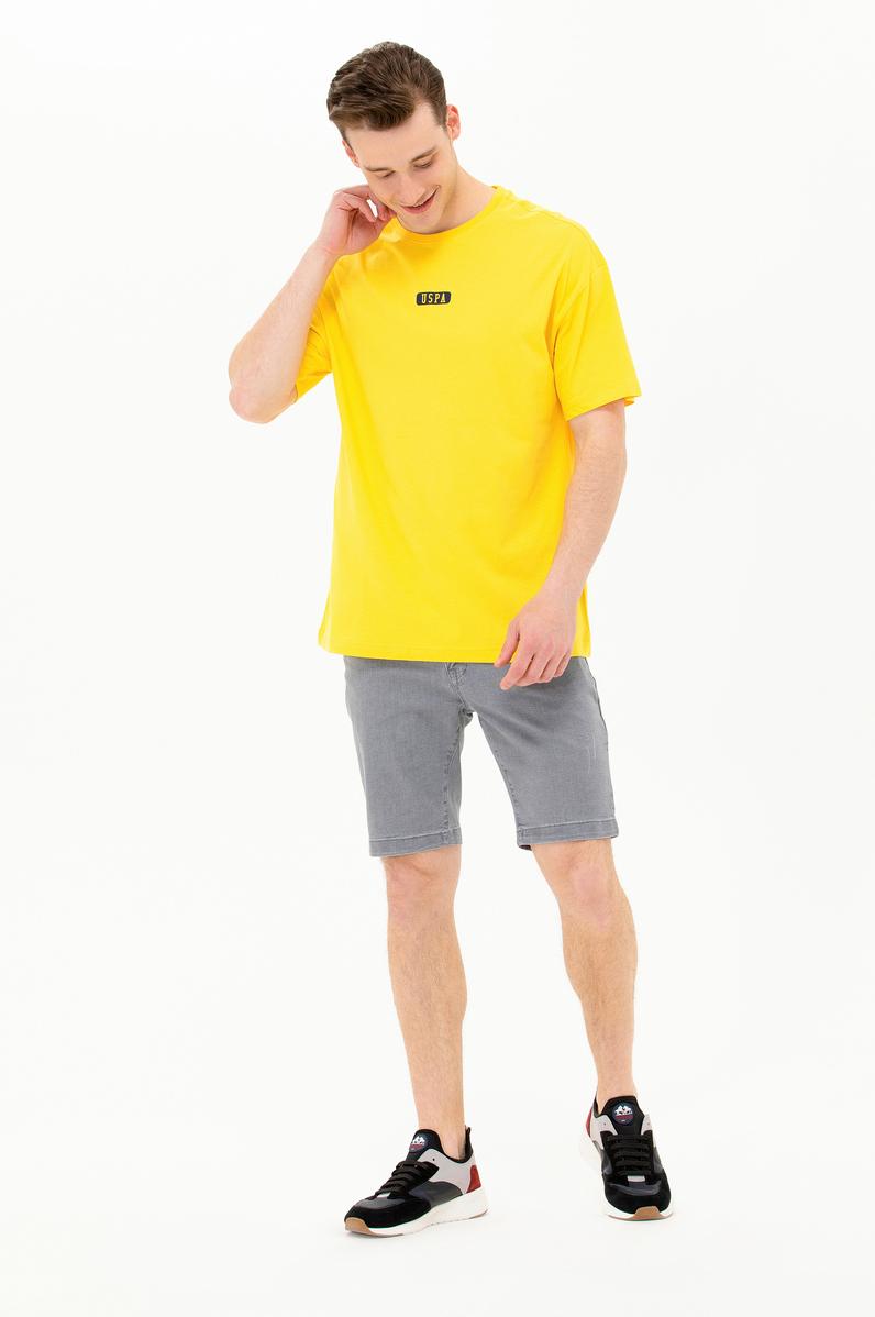 Erkek Koyu Sarı Oversize Bisiklet Yaka Tişört