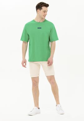 Erkek Yeşil Oversize Bisiklet Yaka Tişört - 50264932020