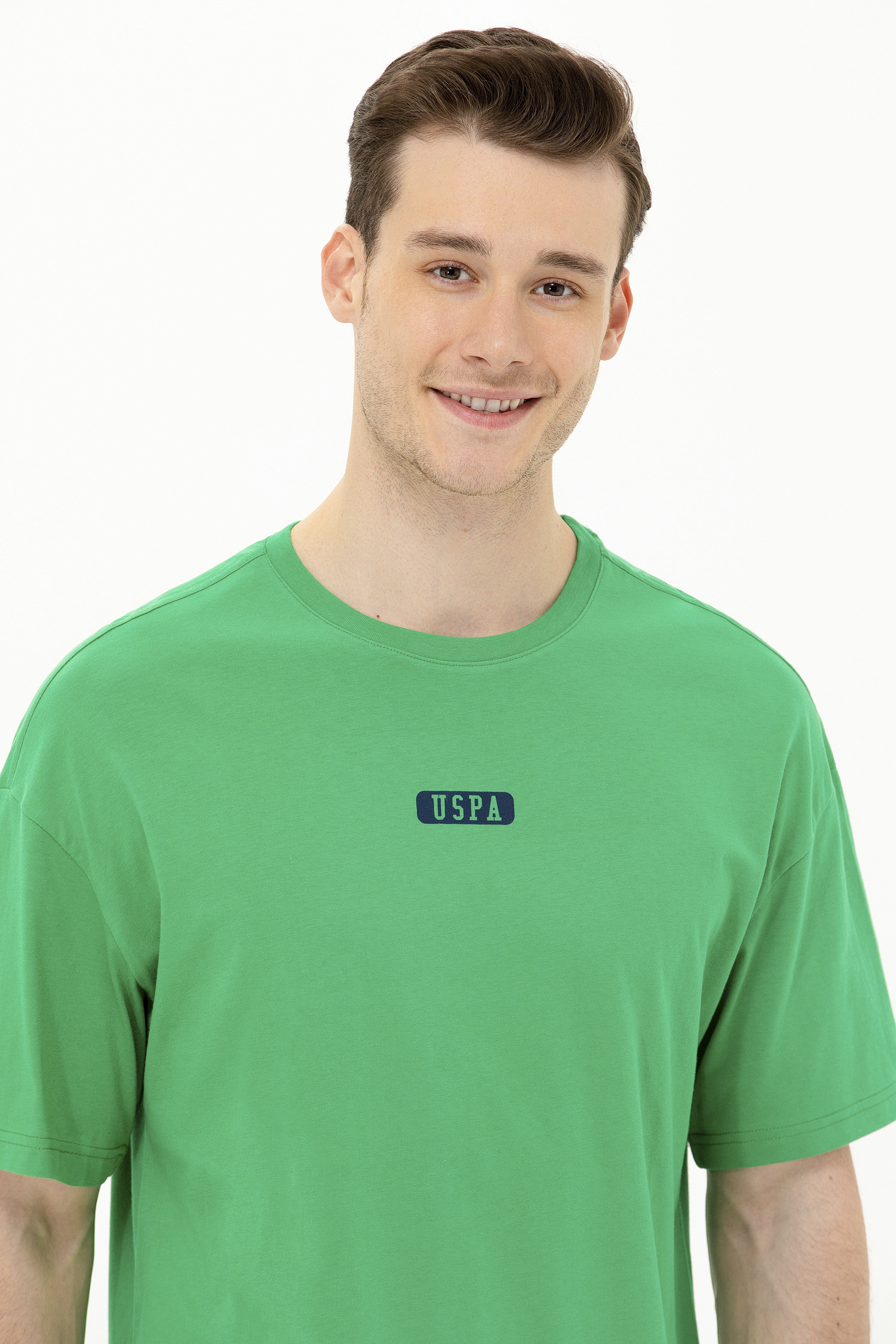 Erkek Yeşil Oversize Bisiklet Yaka Tişört