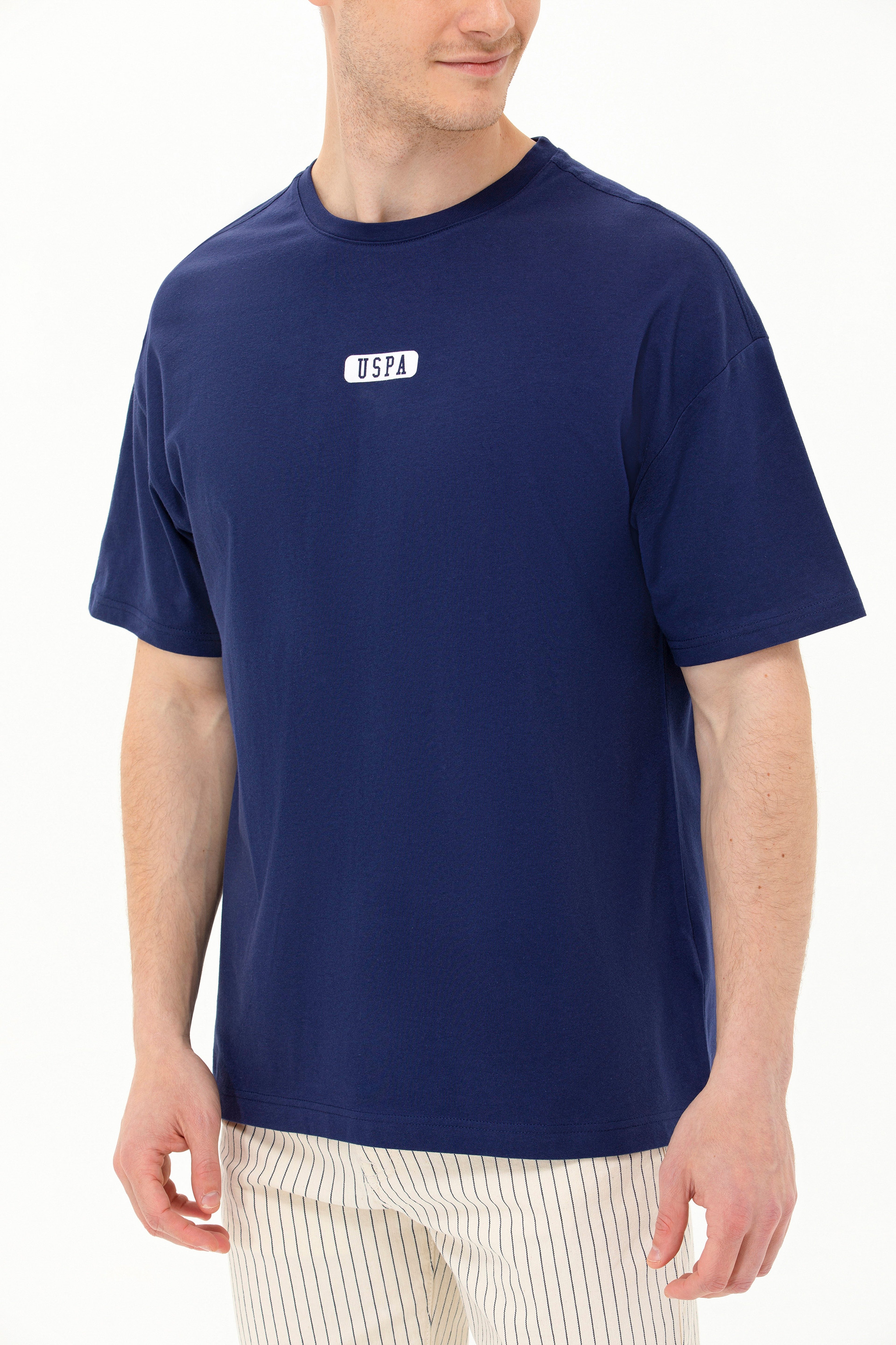 Erkek Lacivert Oversize Bisiklet Yaka Tişört - Image 6