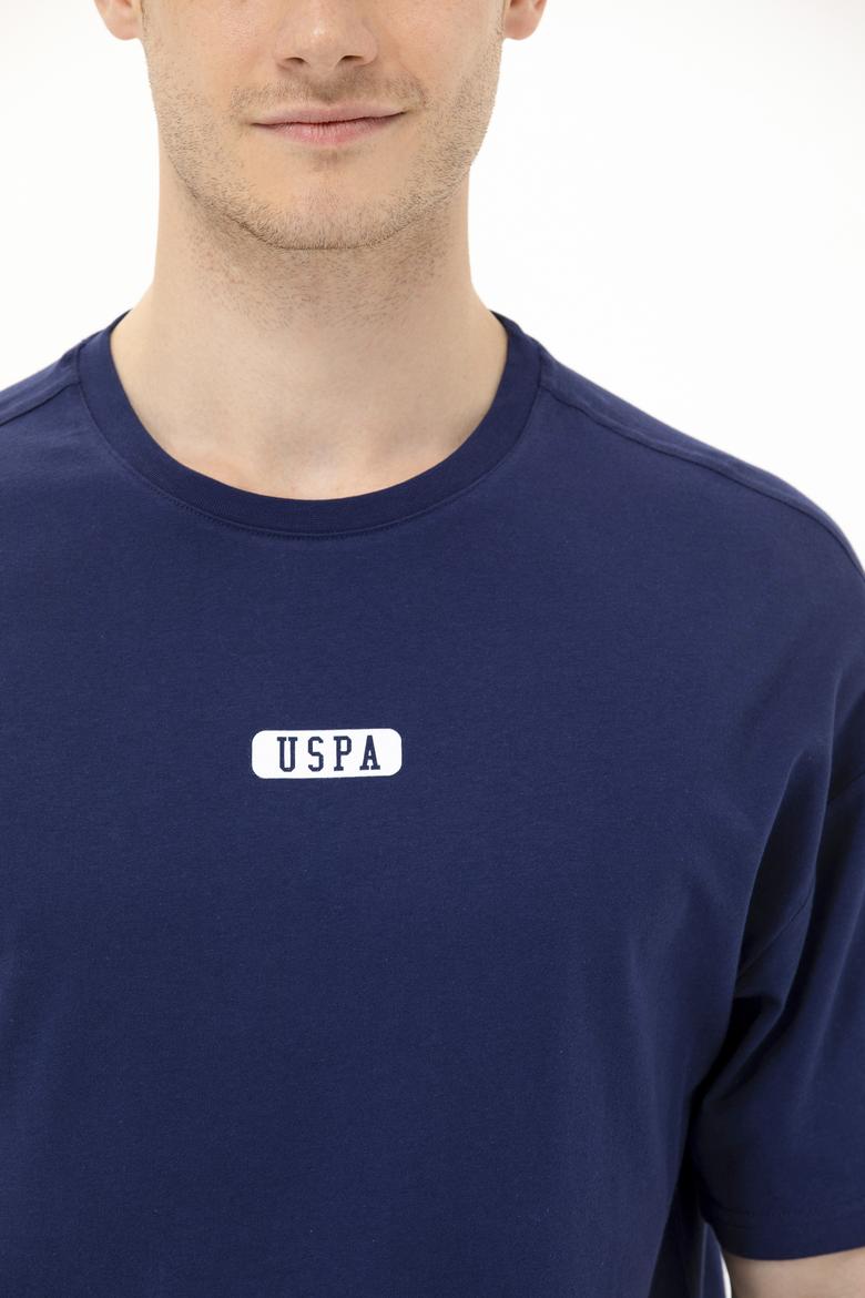 Erkek Lacivert Oversize Bisiklet Yaka Tişört - 50264932031