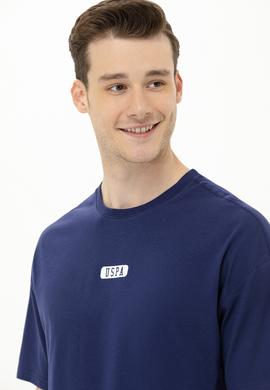 Erkek Lacivert Oversize Bisiklet Yaka Tişört - 50264932031