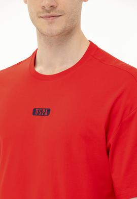 Erkek Kırmızı Oversize Bisiklet Yaka Tişört - 50264932048