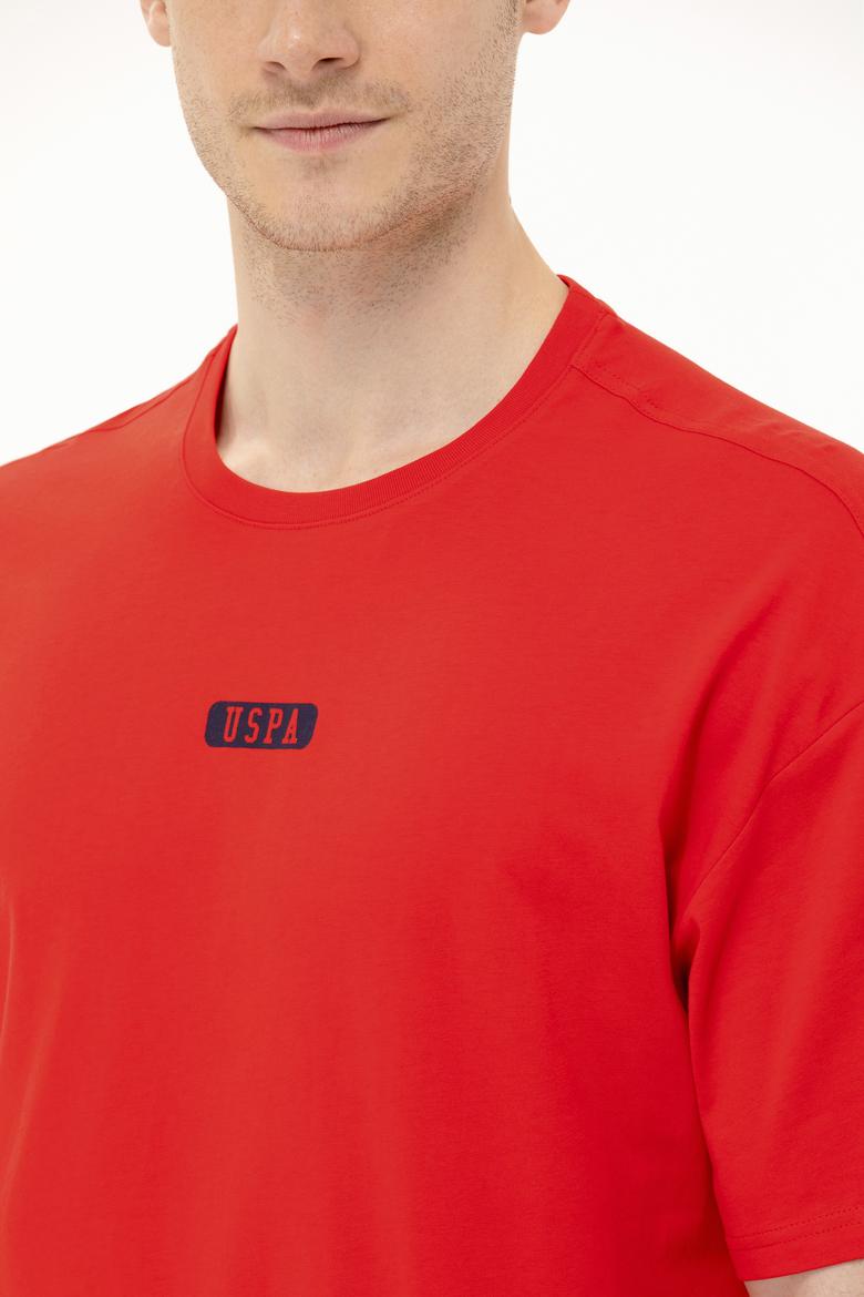 Erkek Kırmızı Oversize Bisiklet Yaka Tişört - 50264932048