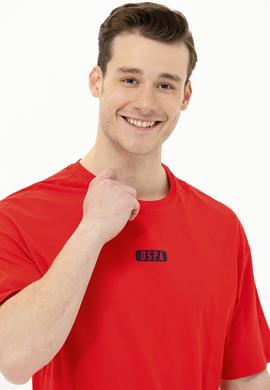 Erkek Kırmızı Oversize Bisiklet Yaka Tişört - 50264932048