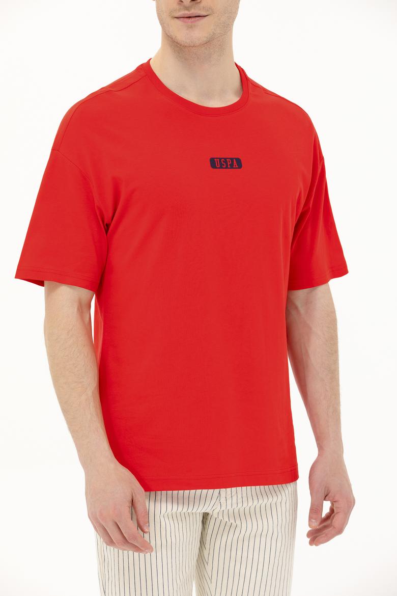 Erkek Kırmızı Oversize Bisiklet Yaka Tişört - 50264932048