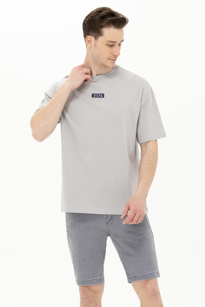 Erkek Gri Oversize Bisiklet Yaka Tişört