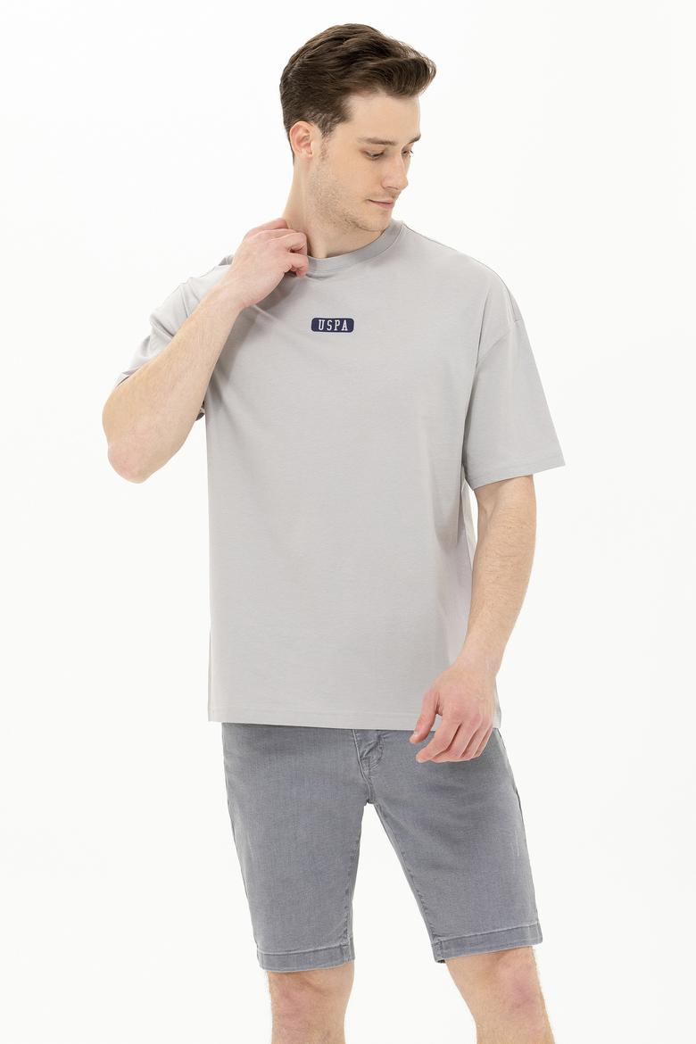 Erkek Gri Oversize Bisiklet Yaka Tişört