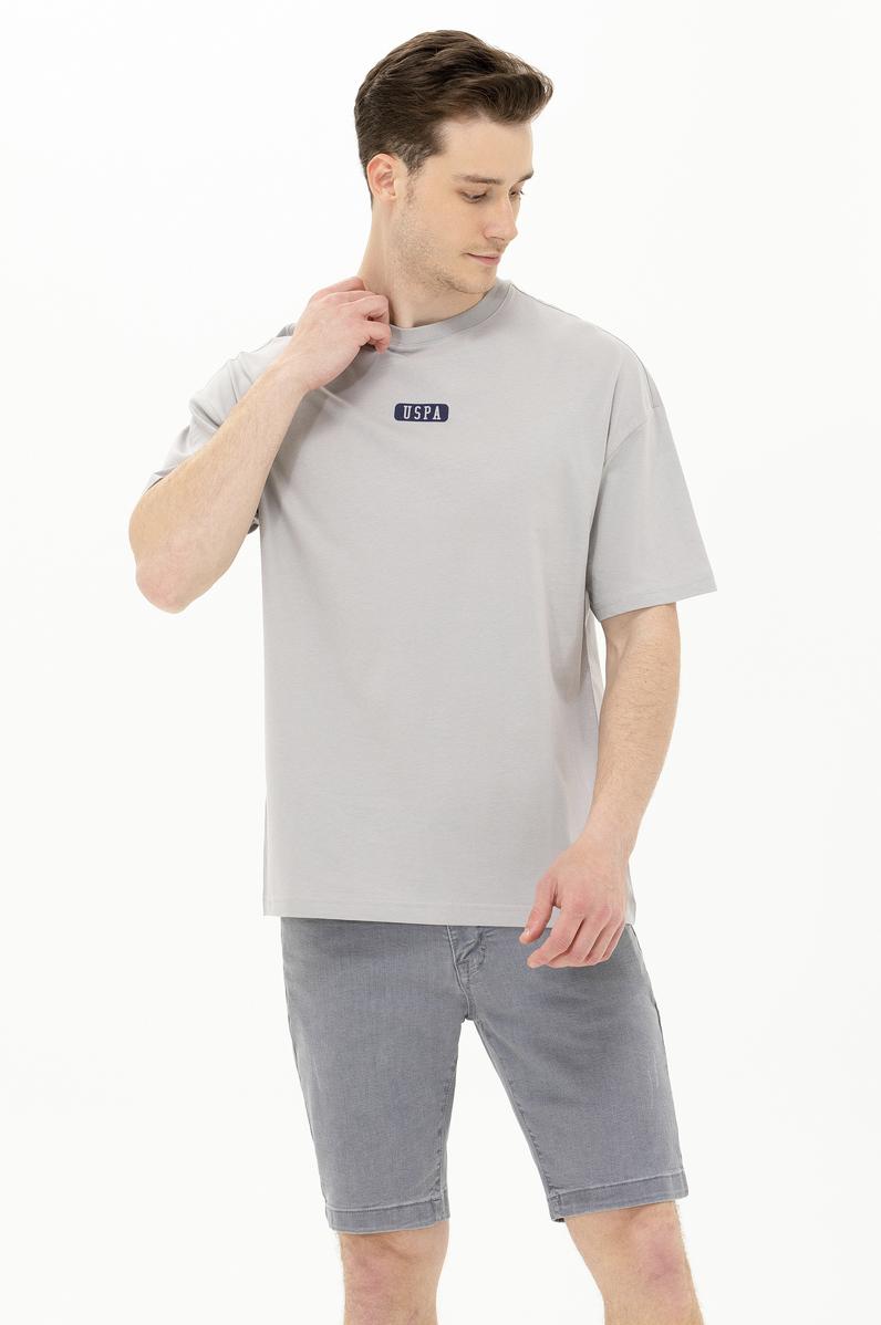 Erkek Gri Oversize Bisiklet Yaka Tişört