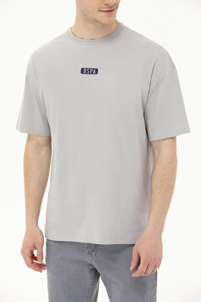 Erkek Gri Oversize Bisiklet Yaka Tişört - 50264932076