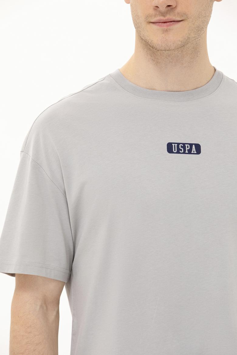 Erkek Gri Oversize Bisiklet Yaka Tişört - 50264932076