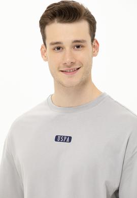 Erkek Gri Oversize Bisiklet Yaka Tişört - 50264932076