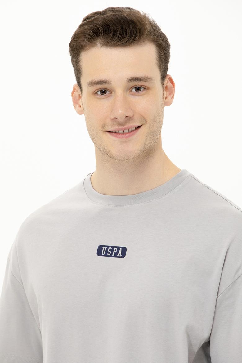 Erkek Gri Oversize Bisiklet Yaka Tişört - 50264932076