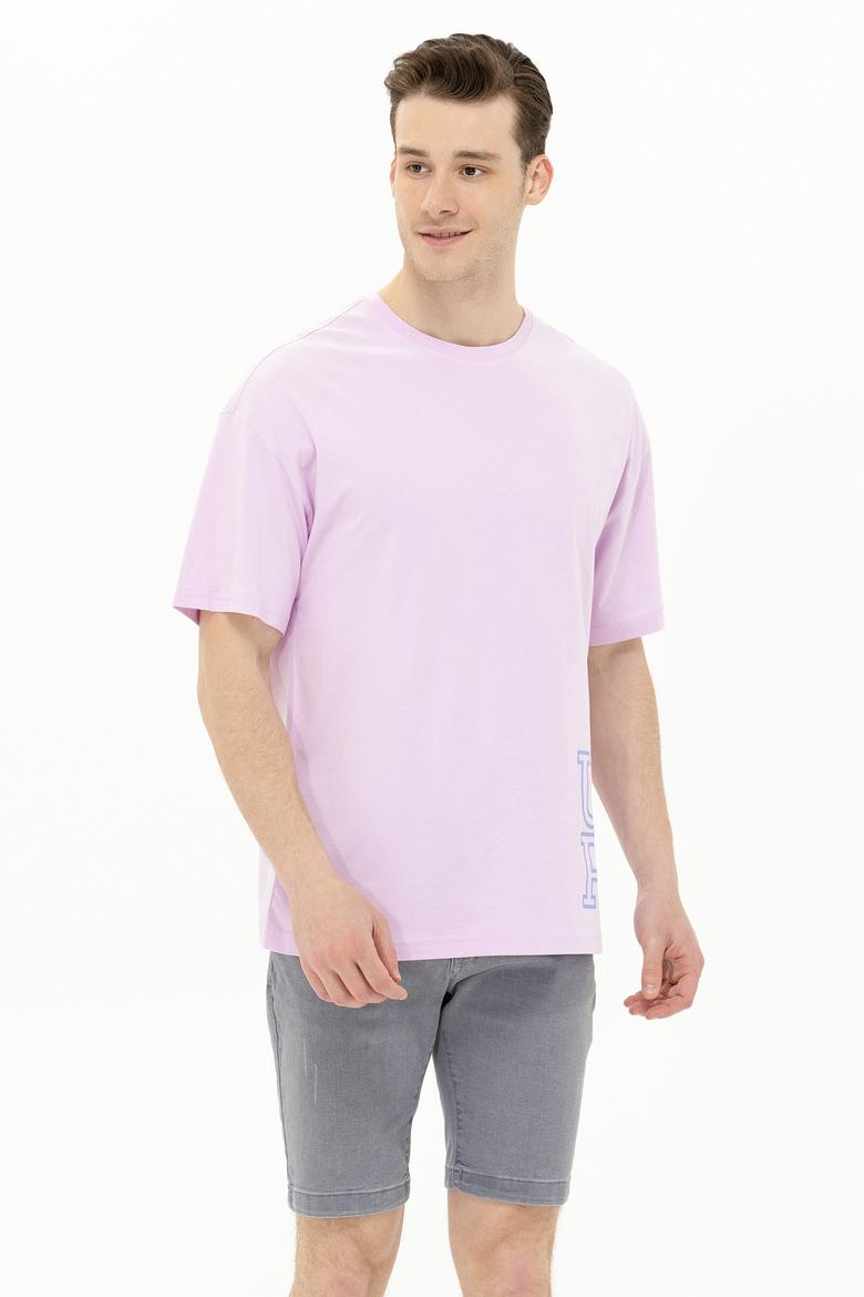 Erkek Manolya Oversize Bisiklet Yaka Tişört