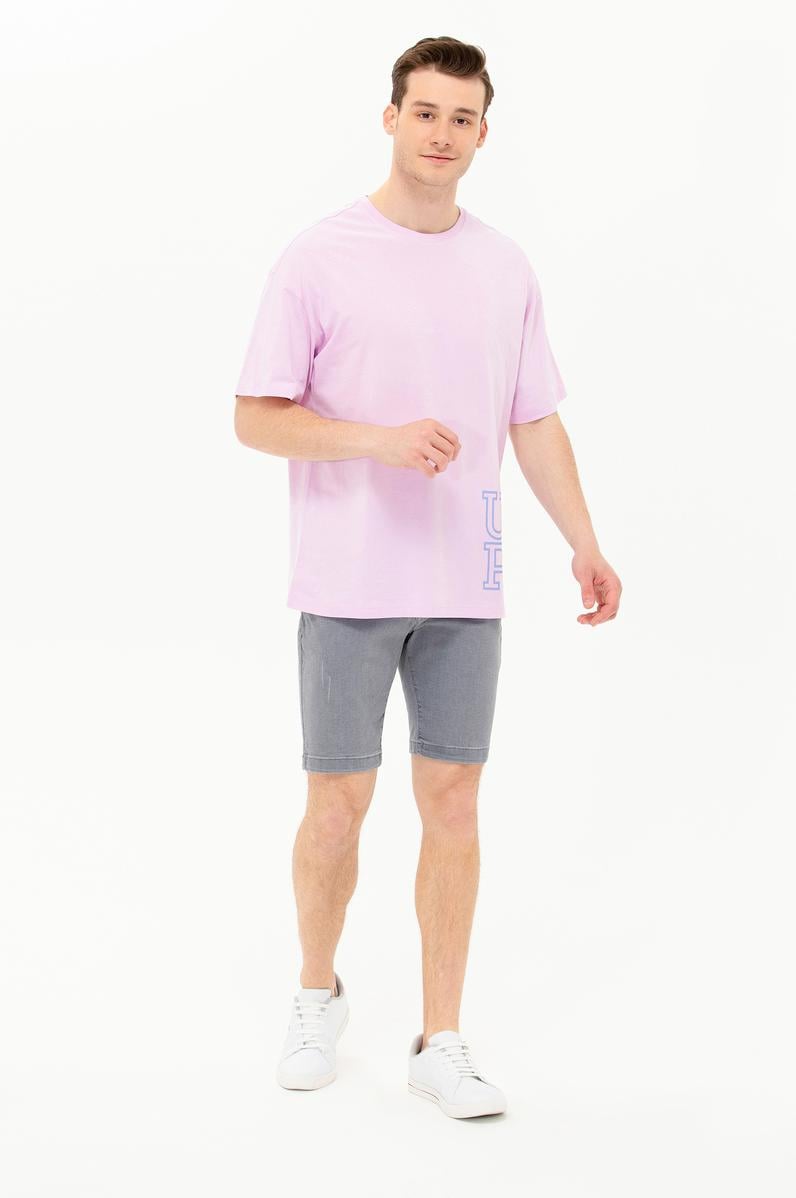 Erkek Manolya Oversize Bisiklet Yaka Tişört