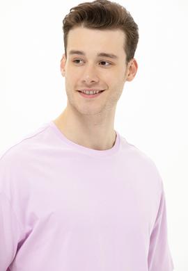 Erkek Manolya Oversize Bisiklet Yaka Tişört - 50264938026