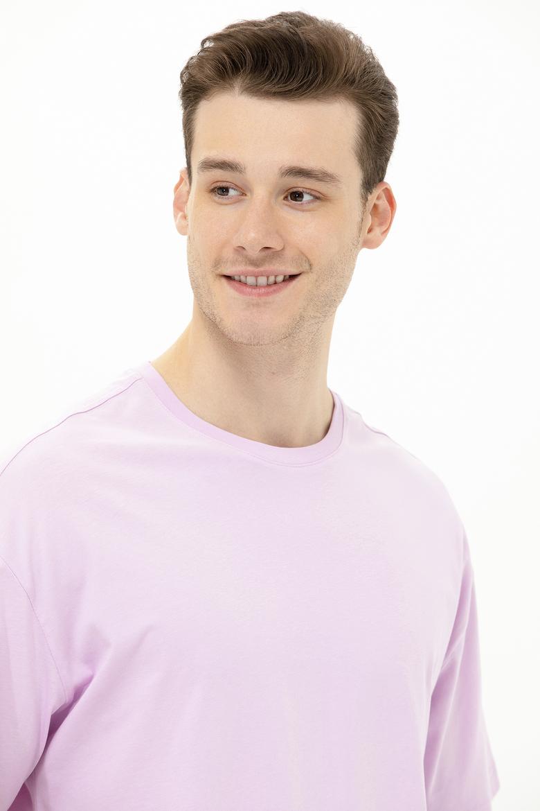 Erkek Manolya Oversize Bisiklet Yaka Tişört - 50264938026