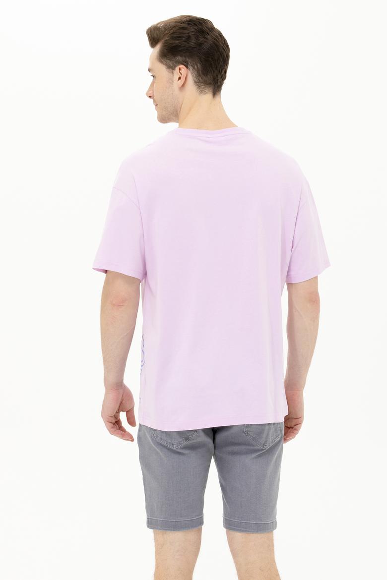 Erkek Manolya Oversize Bisiklet Yaka Tişört - 50264938026