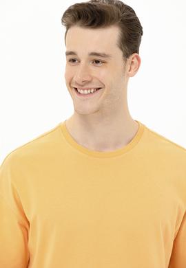 Erkek Kavun Oversize Bisiklet Yaka Tişört - 50264938038