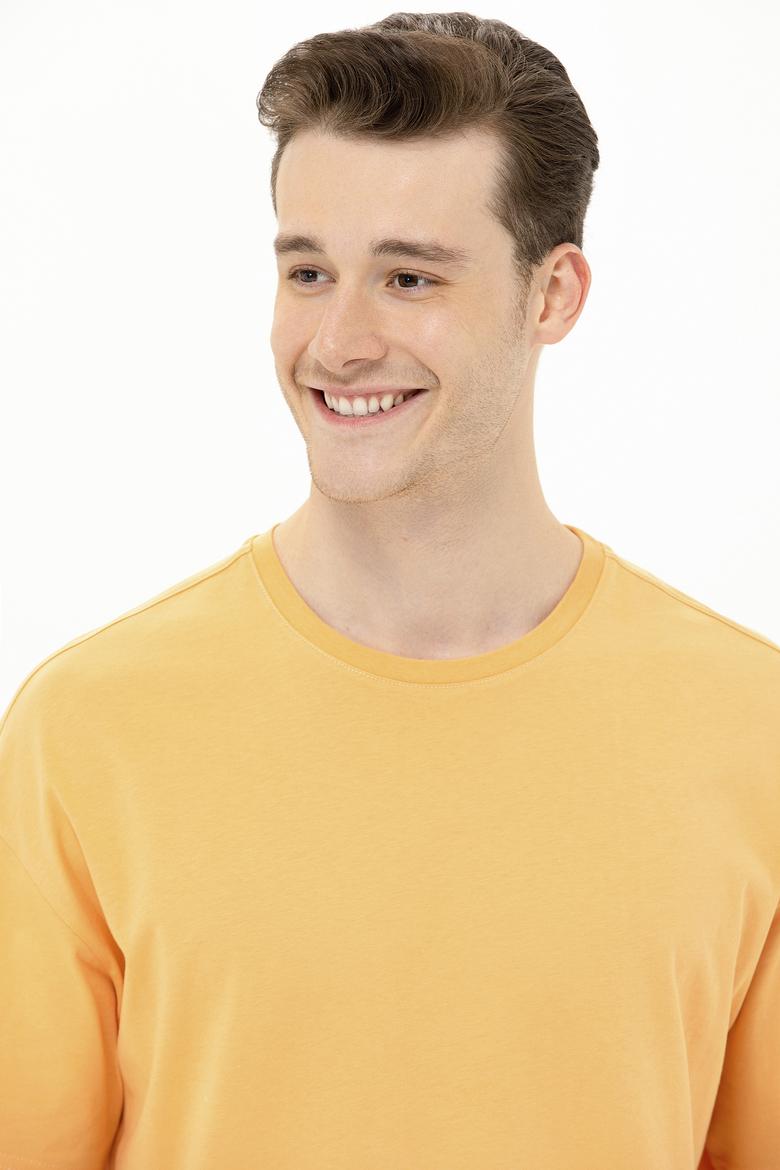 Erkek Kavun Oversize Bisiklet Yaka Tişört - 50264938038