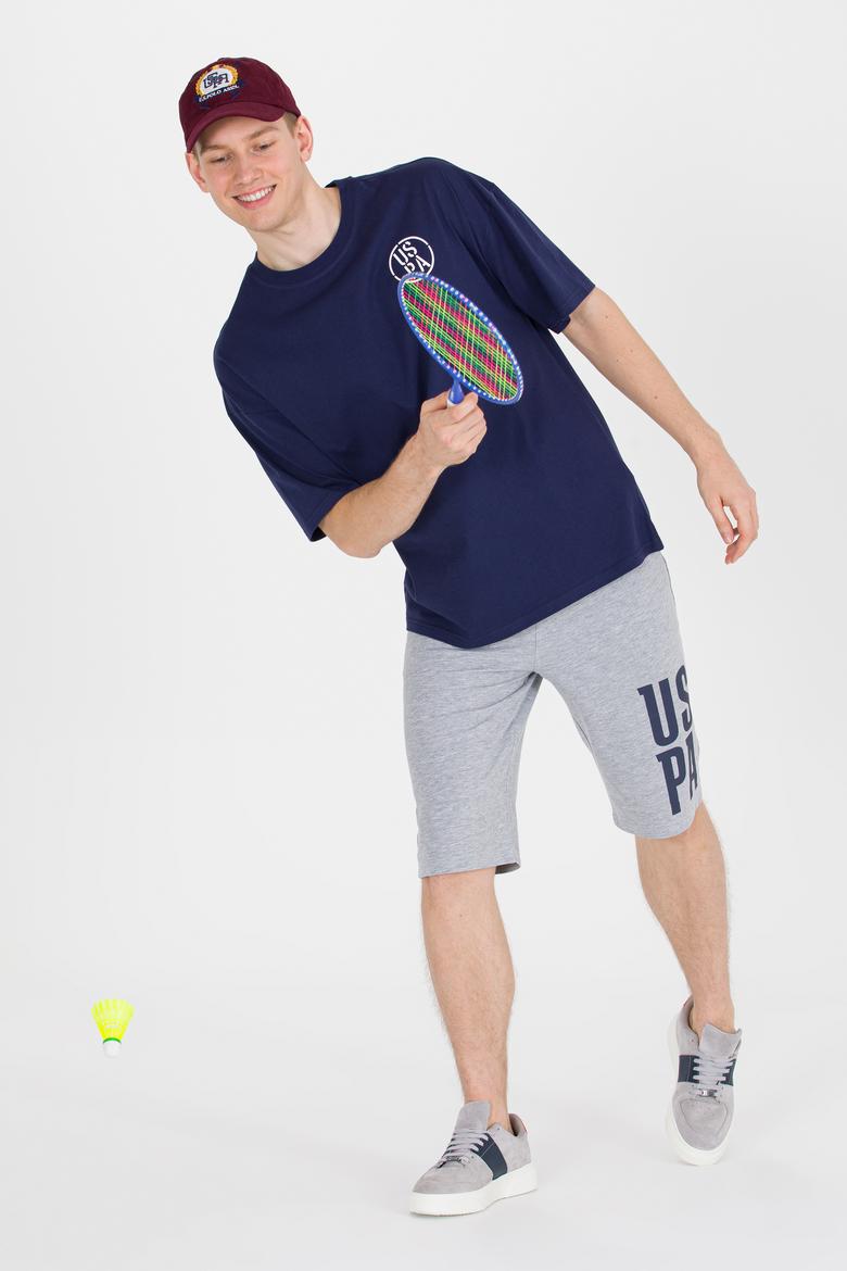 Erkek Lacivert Long Fit Bisiklet Yaka Tişört - 50264941013