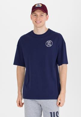 Erkek Lacivert Long Fit Bisiklet Yaka Tişört - 50264941013