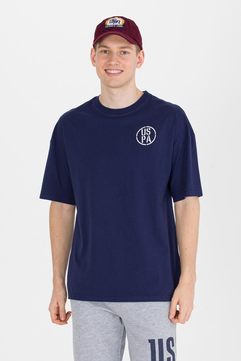 Erkek Lacivert Long Fit Bisiklet Yaka Tişört - 50264941013