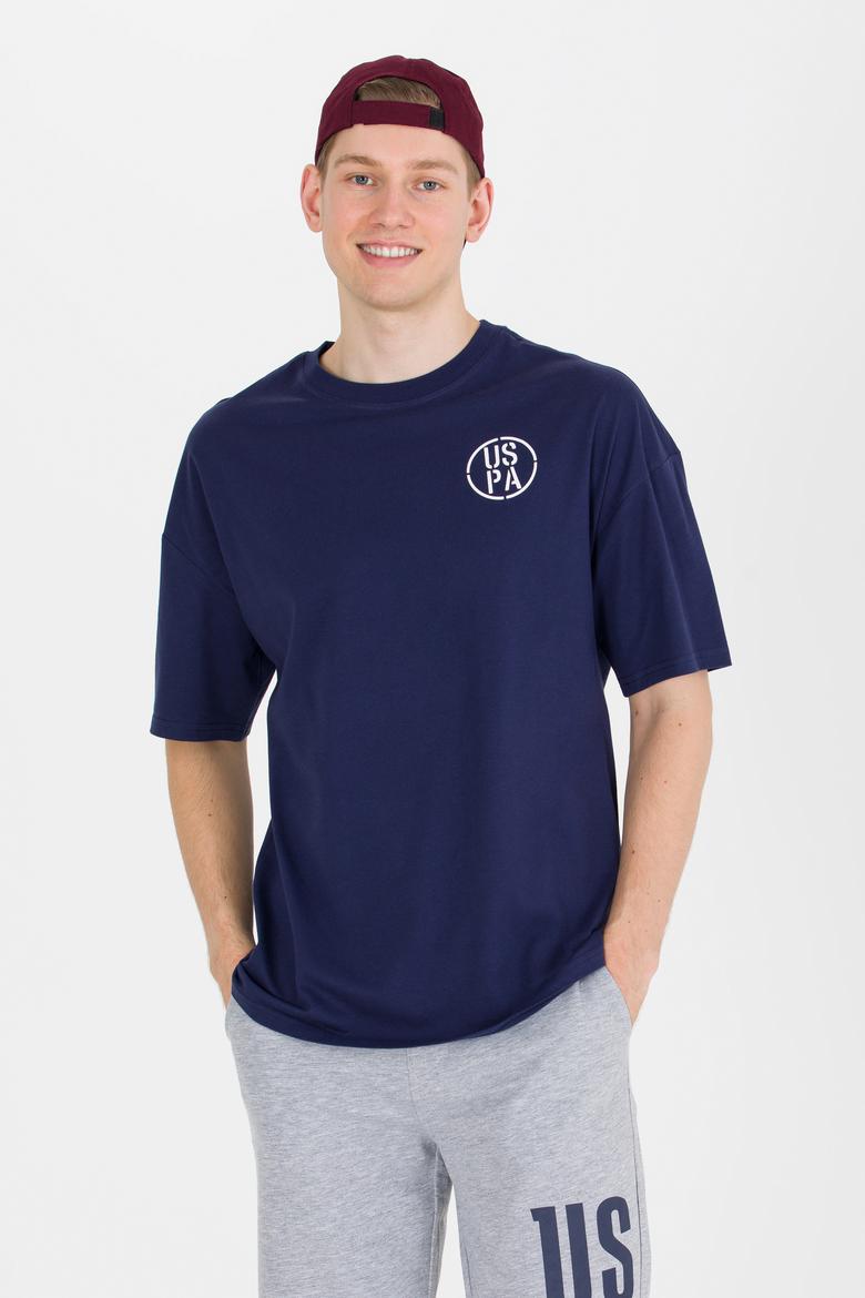 Erkek Lacivert Long Fit Bisiklet Yaka Tişört - 50264941013