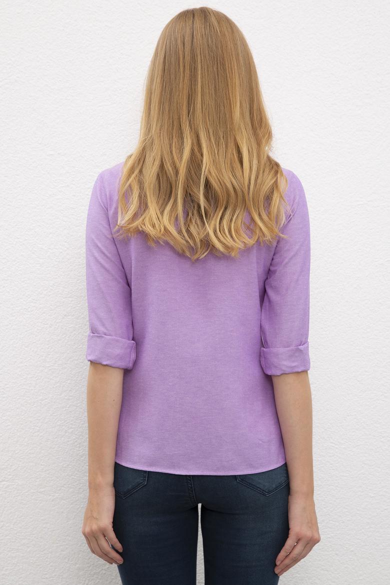 Kadın Mor Gömlek Uzunkol Basic - 50231191054