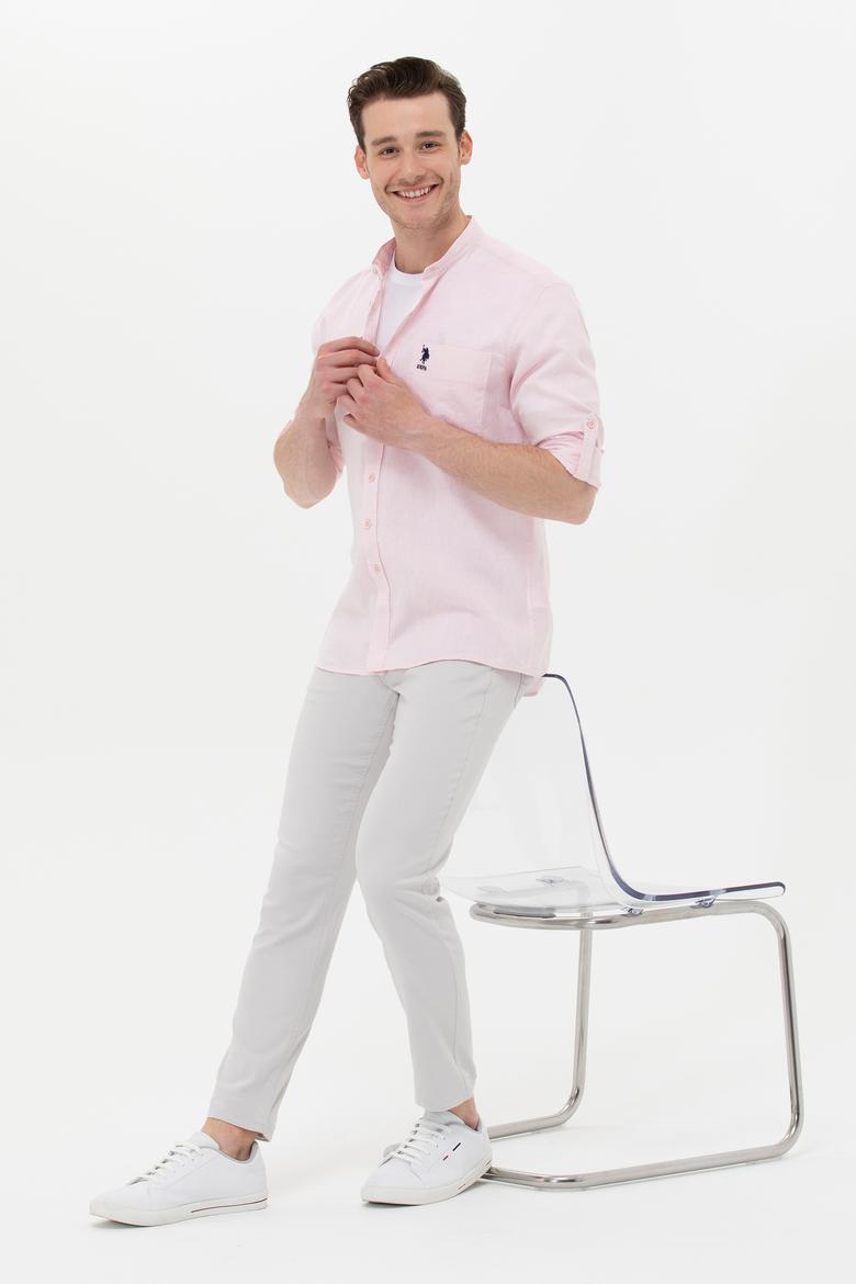 Erkek Açık Gri Kanvas Pantolon